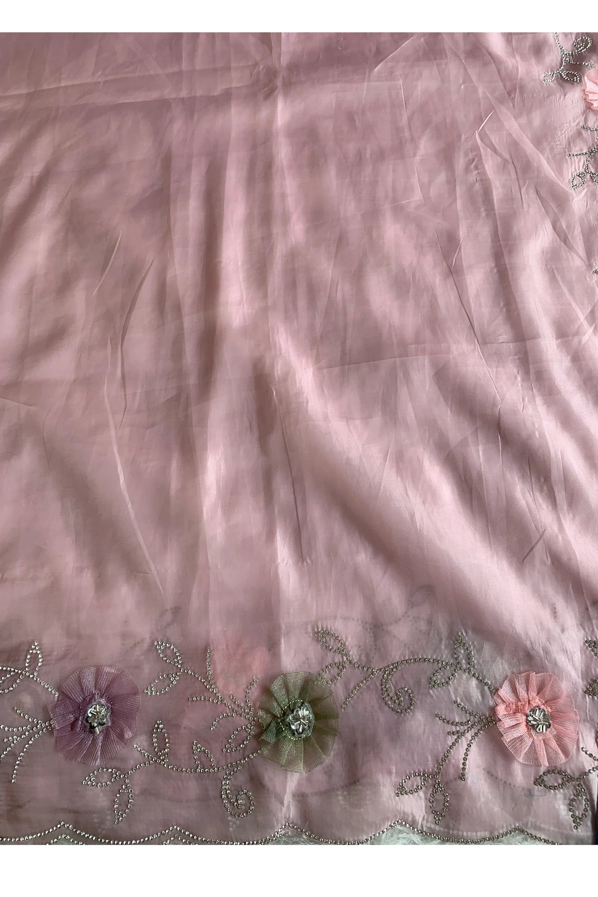 Baby Pink Habutai Silk Saree 5786 07