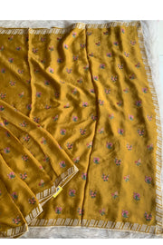 Mustard Yellow Chinnon Georgette Saree 5752 07