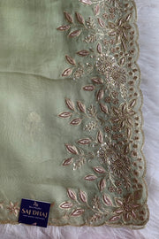 Pista Green Embellished Organza Saree 5843 02