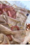 Gota Patti Organza Saree Tie Dye Effect Beige 5838 01