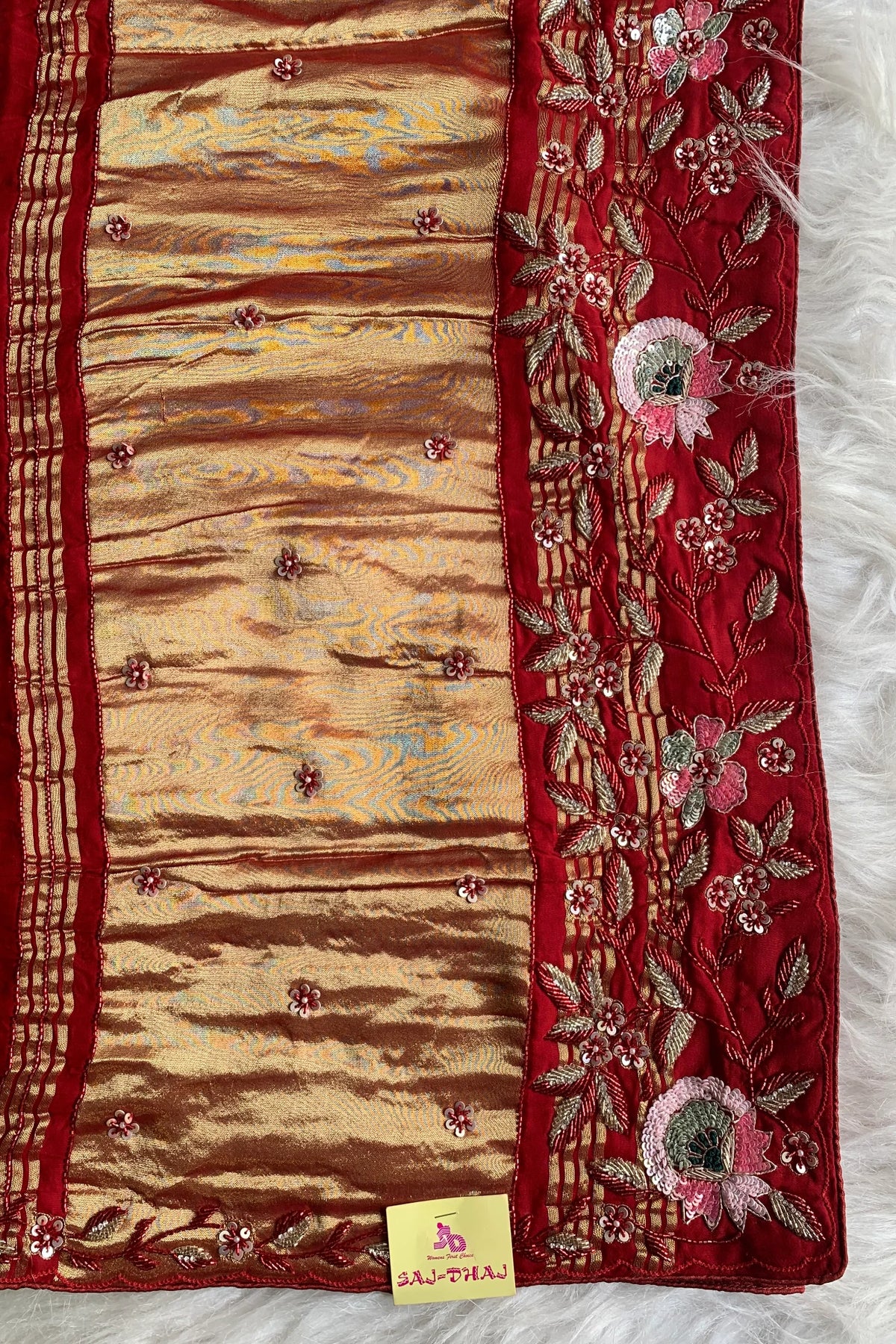 Maroon Bandhej Gajji Silk Saree with Multicolor Pallu 5313 02/01