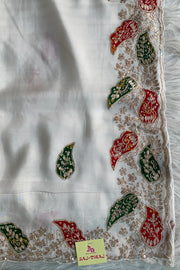 White Pittan Organza Saree 5595 01