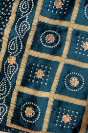 Peacock Blue Russian Silk Saree 5438 01