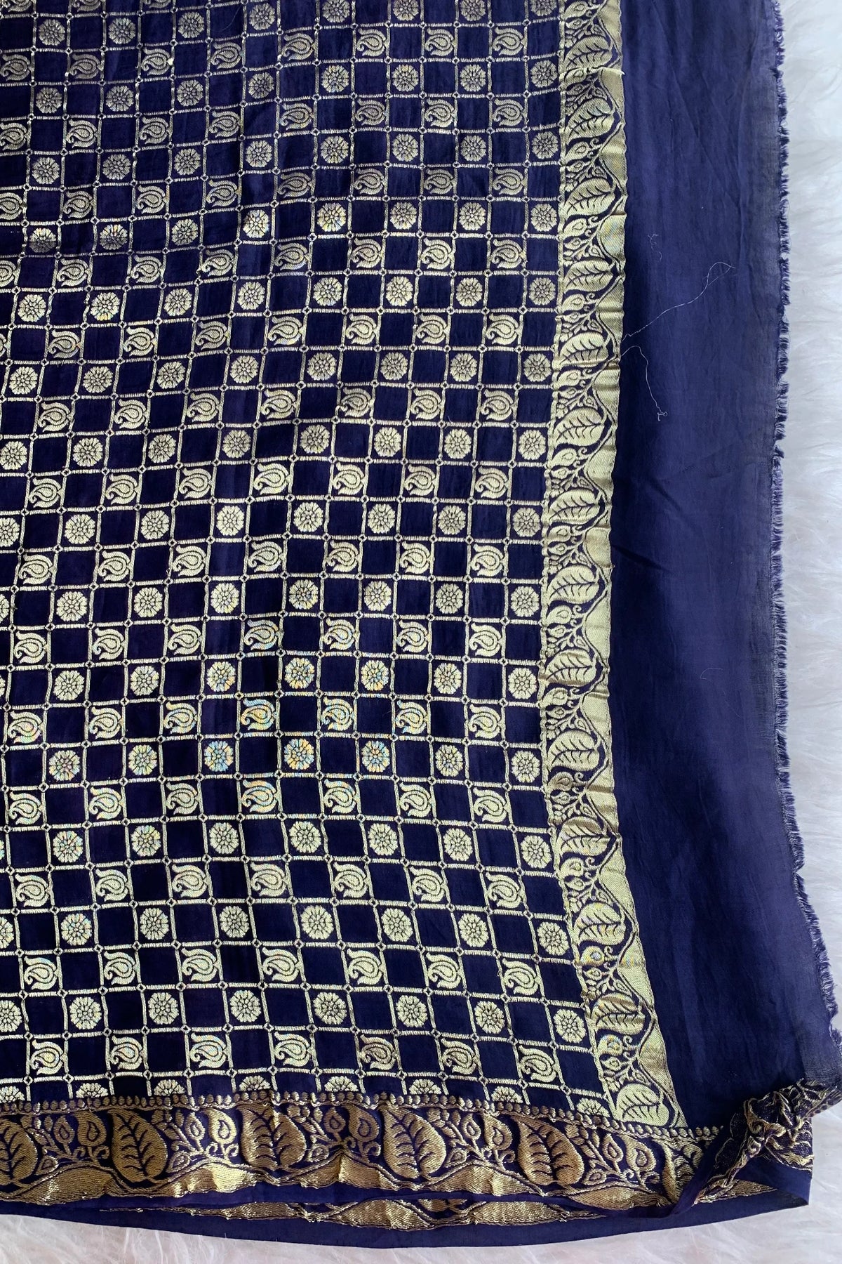 Blue Modal Silk Ajrak Saree 5236 08