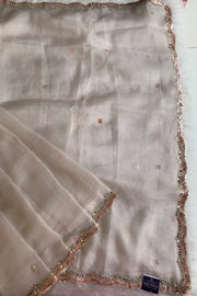 White Crush Organza Saree 5851 02