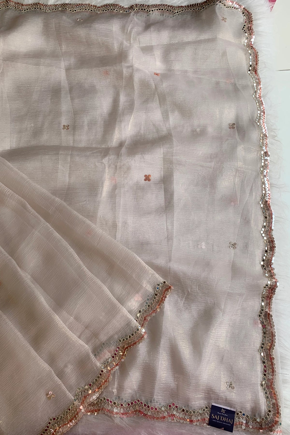 White Crush Organza Saree 5851 02