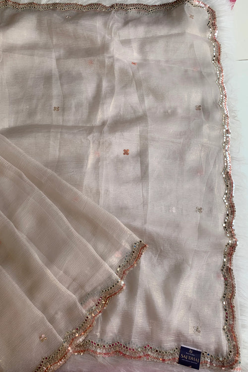 White Crush Organza Saree 5851 02