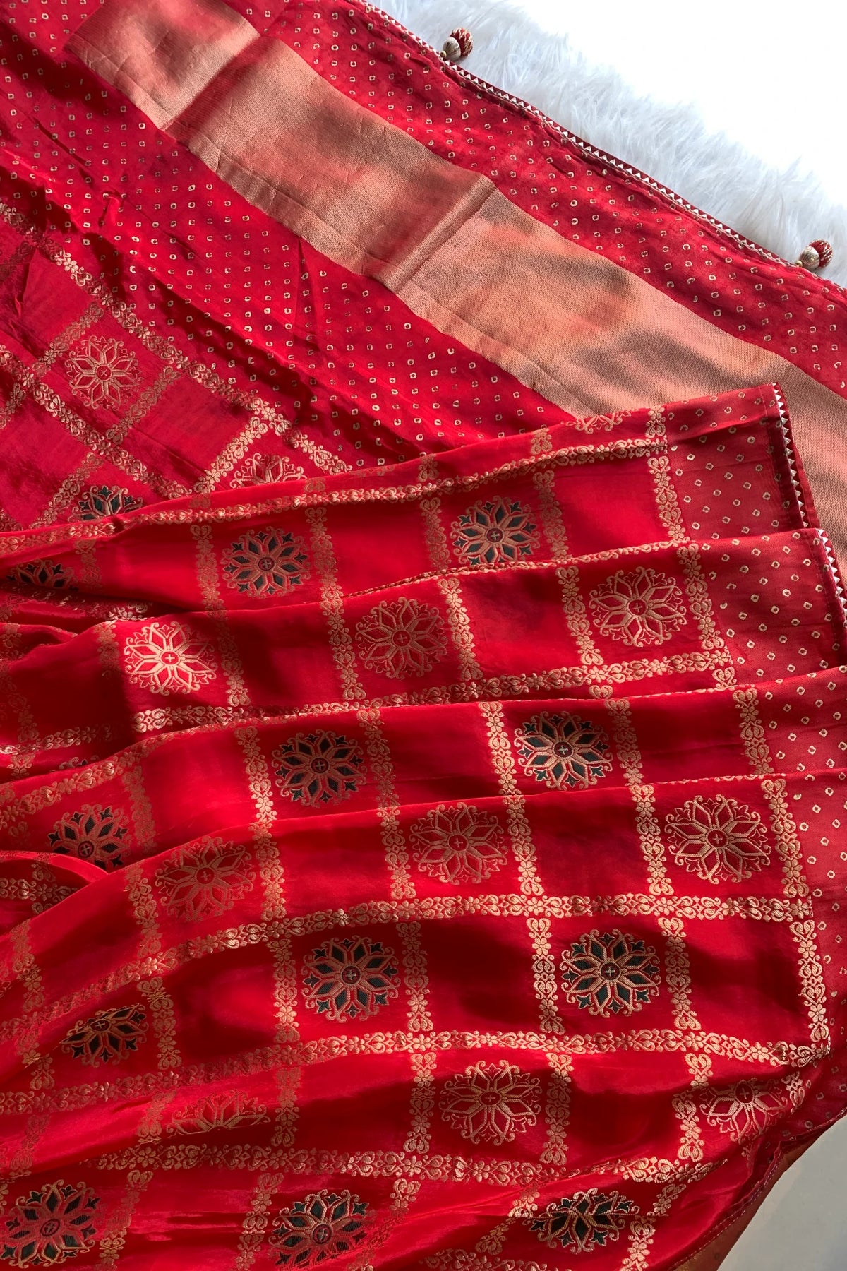 Red Gharchola Banarasi Saree 5763 10