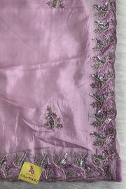 Baby Pink Embellished Habutai Silk Saree 5068 03