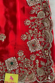 Red Crepe Silk Saree 5666 14