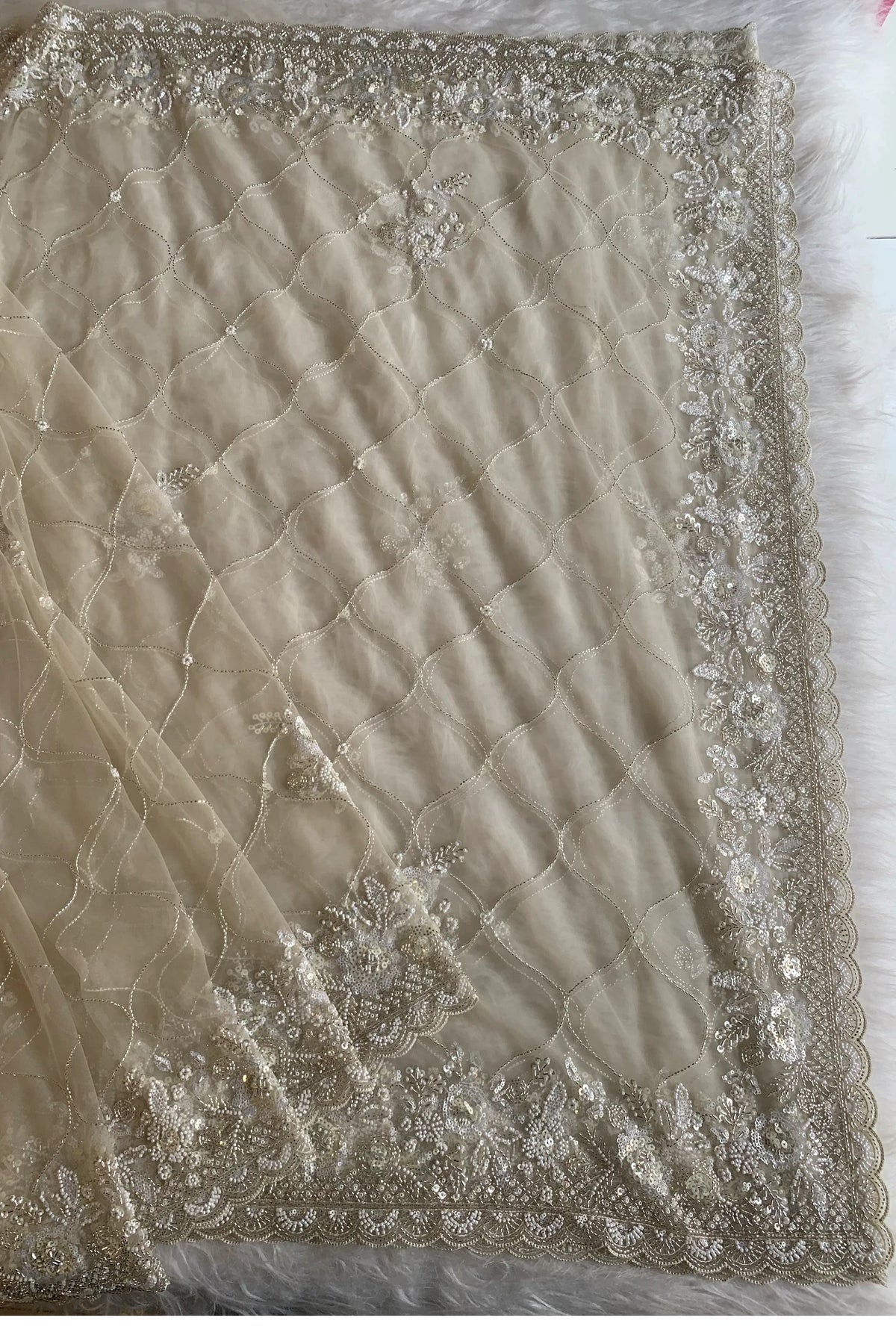 Off White Net Saree 5814 02