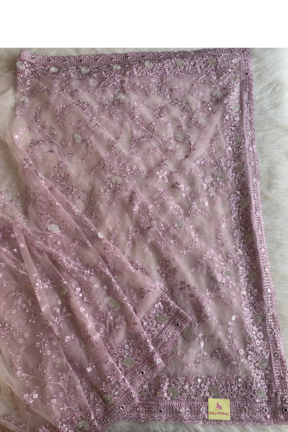Light Pink Net Saree 5292 15