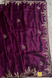 Ethereal Wine Zardosi Saree 5068-02