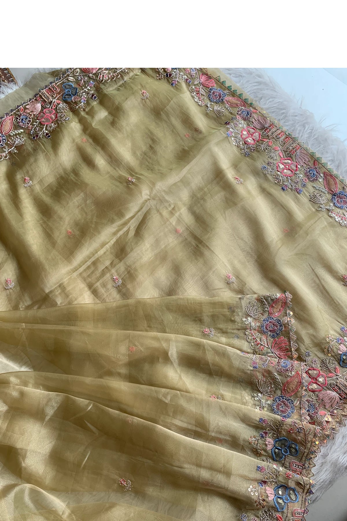 Appliue Tissue Organza Saree 5786 12