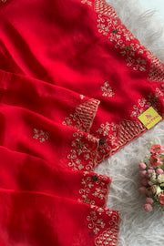 Red Organza Saree 5764 12