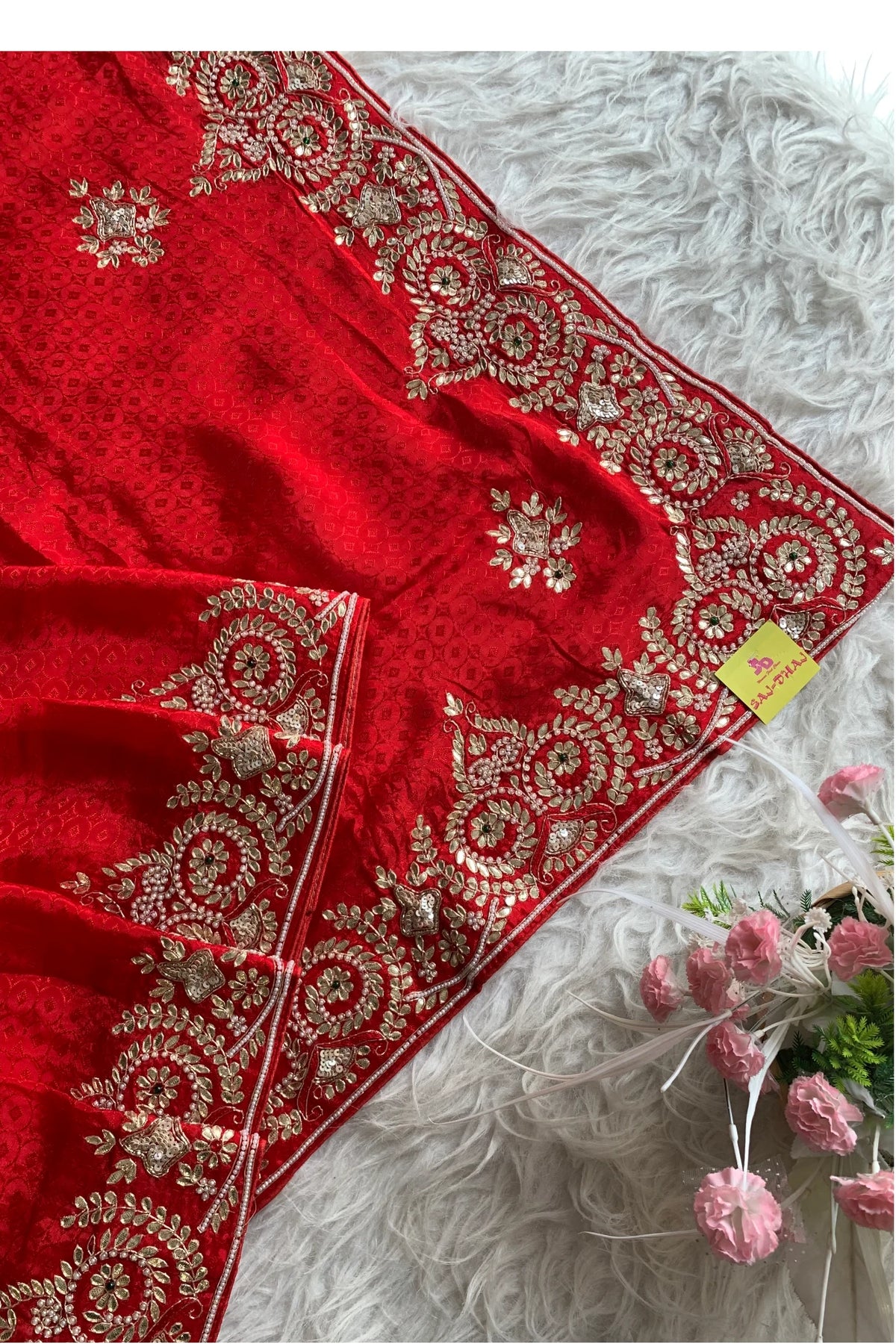 Red Russian Silk Saree 5673 11