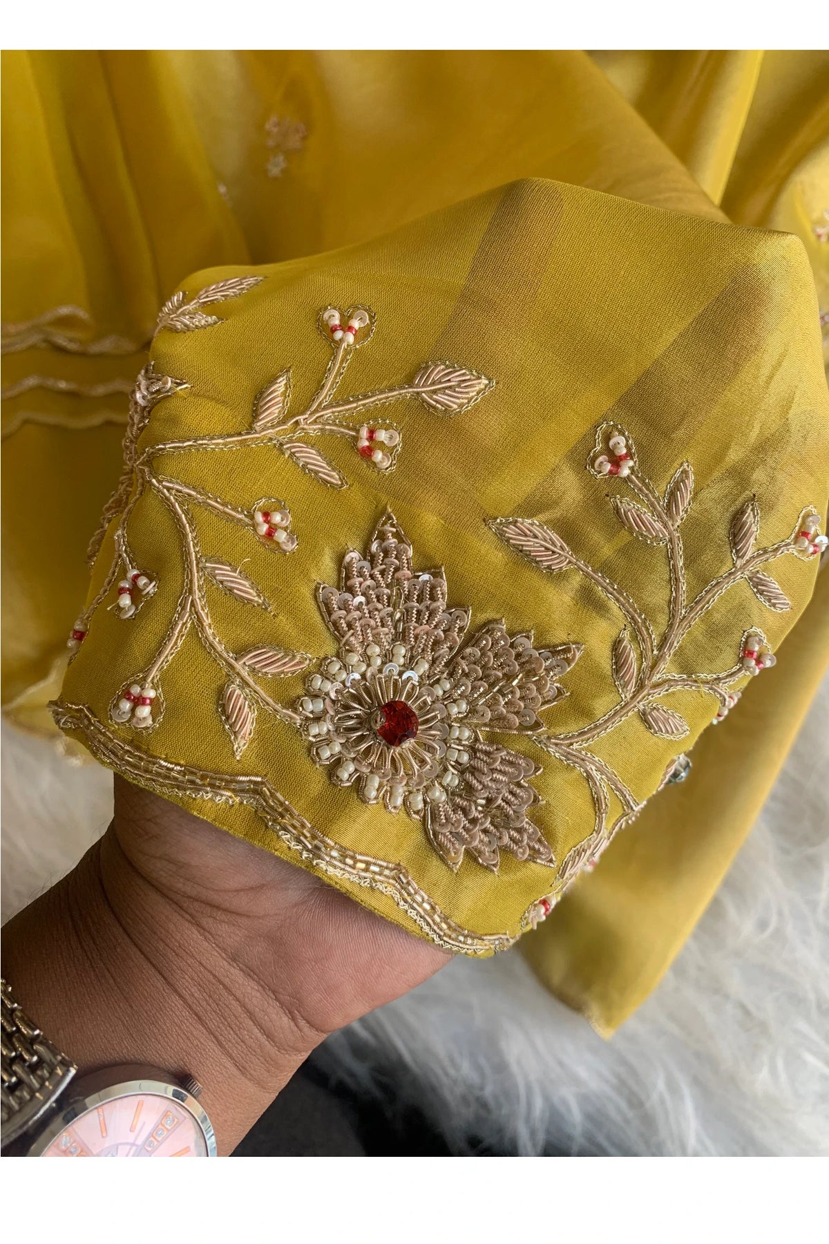 Mustard Kanchi Tissue Saree 5764 15