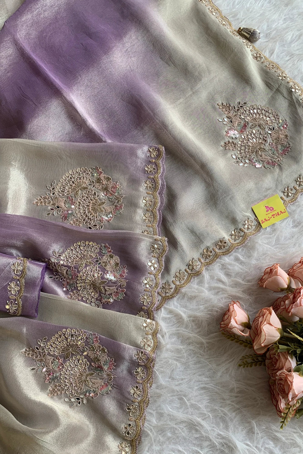 Lilac Ombre Embellished Tissue Saree 5524 03