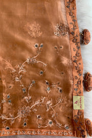 Orange Chinnon Georgette Saree 4201 05