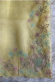 Lemon Yellow Kora Silk Saree 5781 09