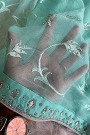 Ice Green Chinnon Georgette Saree 4167 01