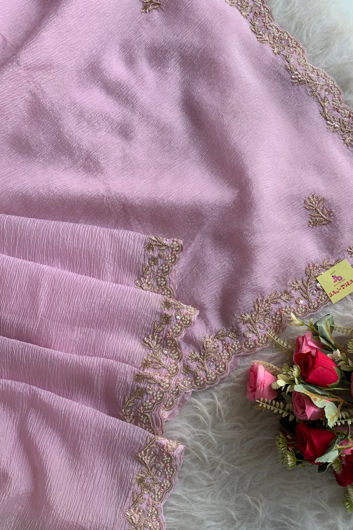 Baby Pink Crush Silk Saree 5165 01