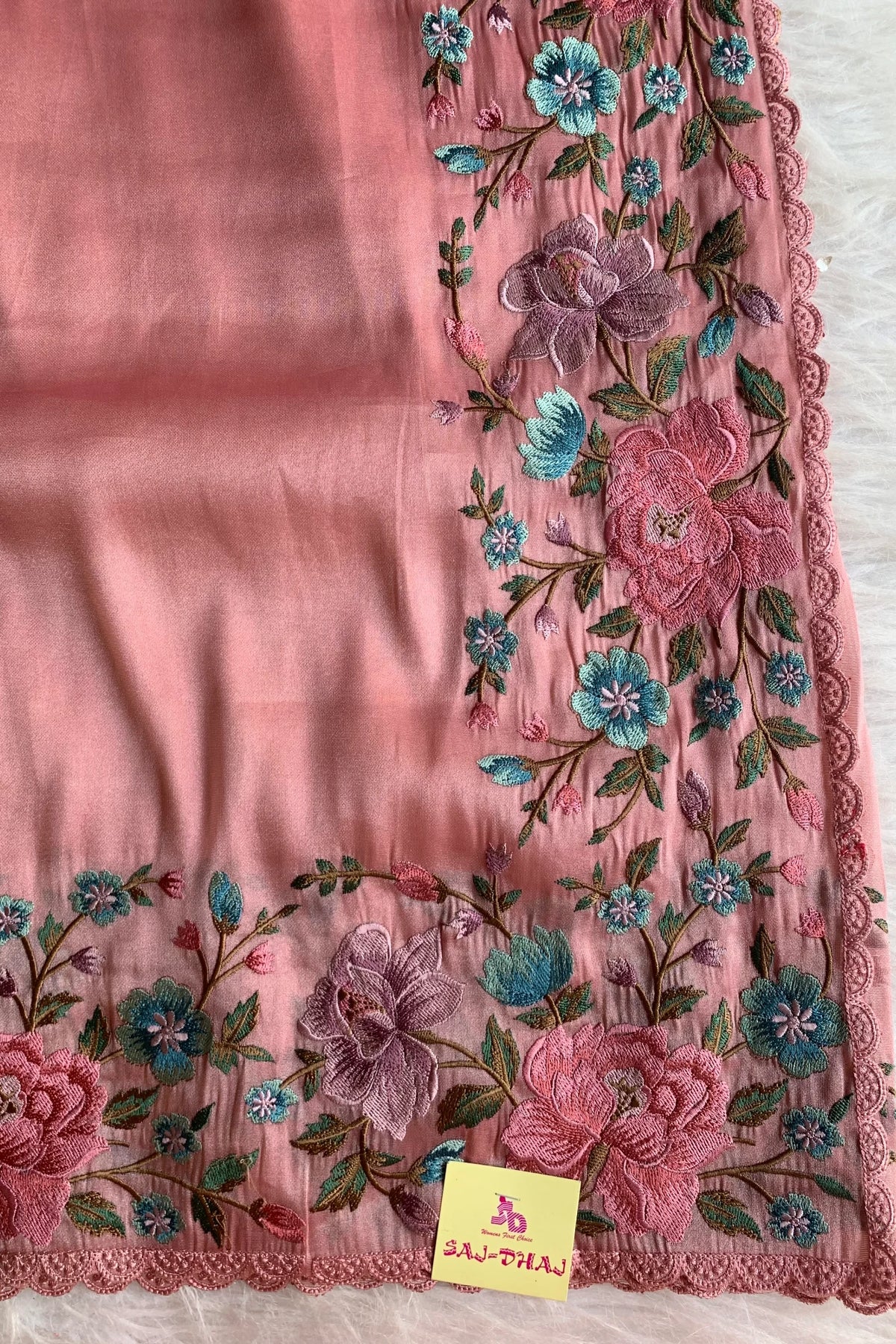 Blush Pink Tissue Organza Saree 5773 01
