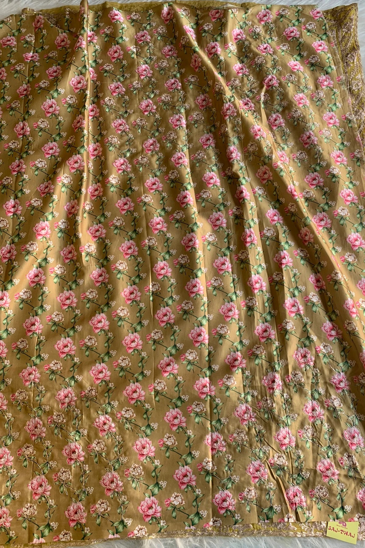 Mustard Yellow Pittan Crush Saree 5653 01