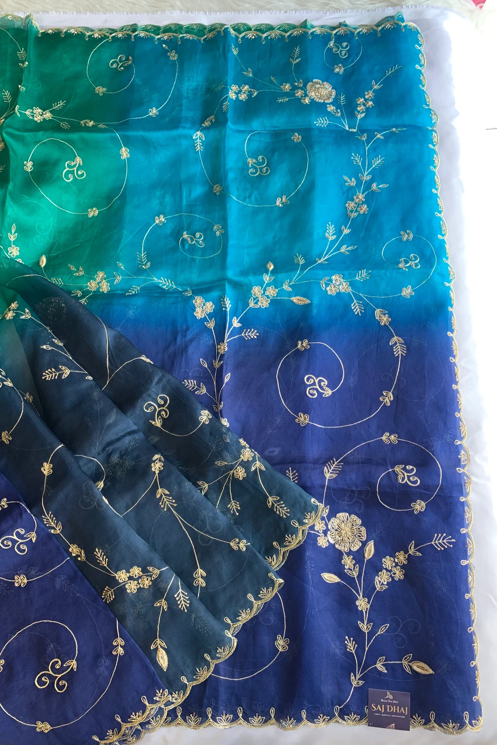 Blue Shaded Organza Saree 5853 03