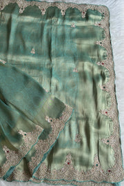 Kanchipuram Silk Saree with  Weaving, Zardosi, Sequins & Gem Embellishments 5650 12 (PRE ORDER)