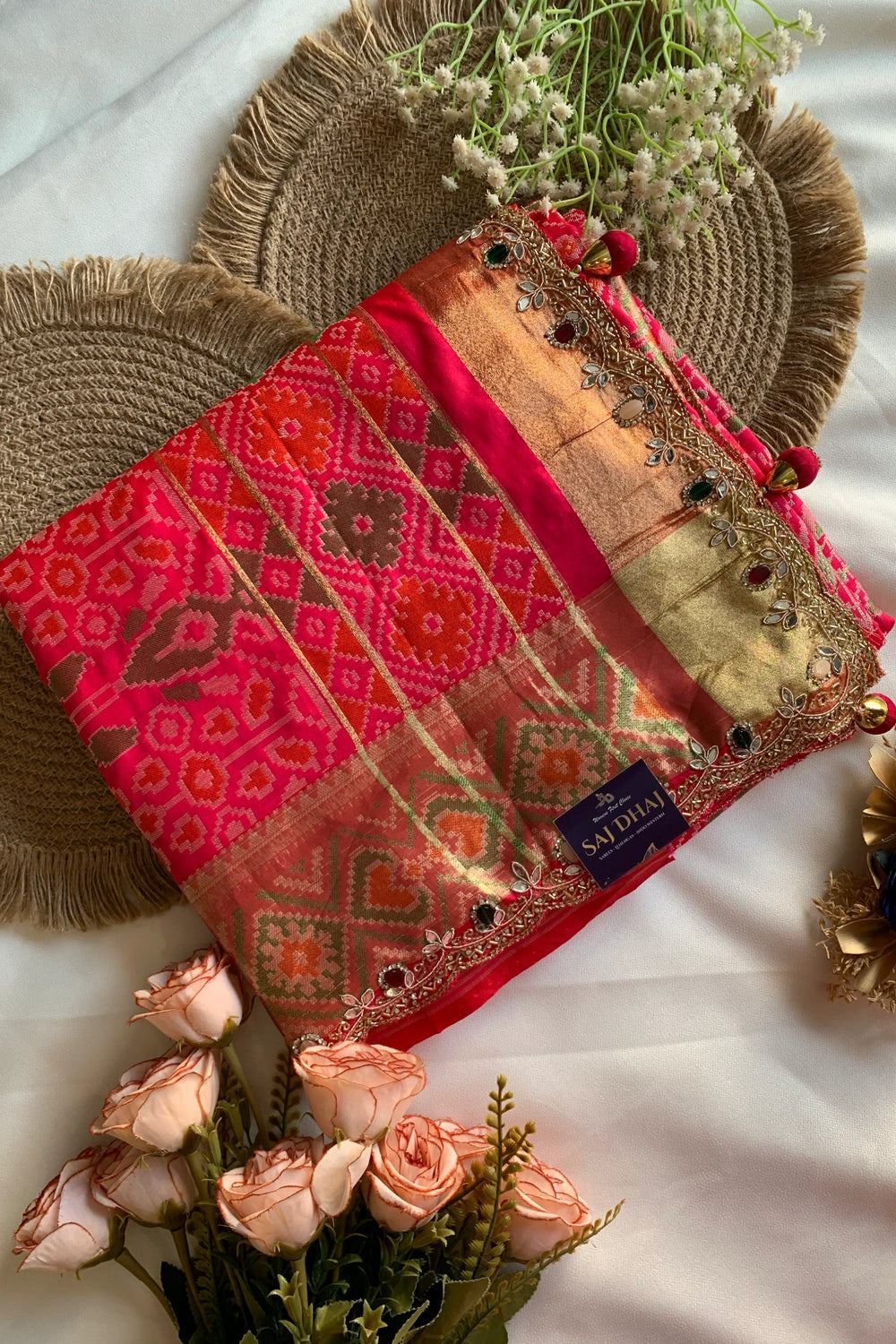 Pink Patola Jewel Work Banarasi Saree 5862 02