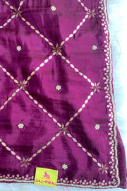 Purple Gota Jaal Habutai Silk Saree 5700 03