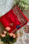 Red Soft Organza Saree 5850 02