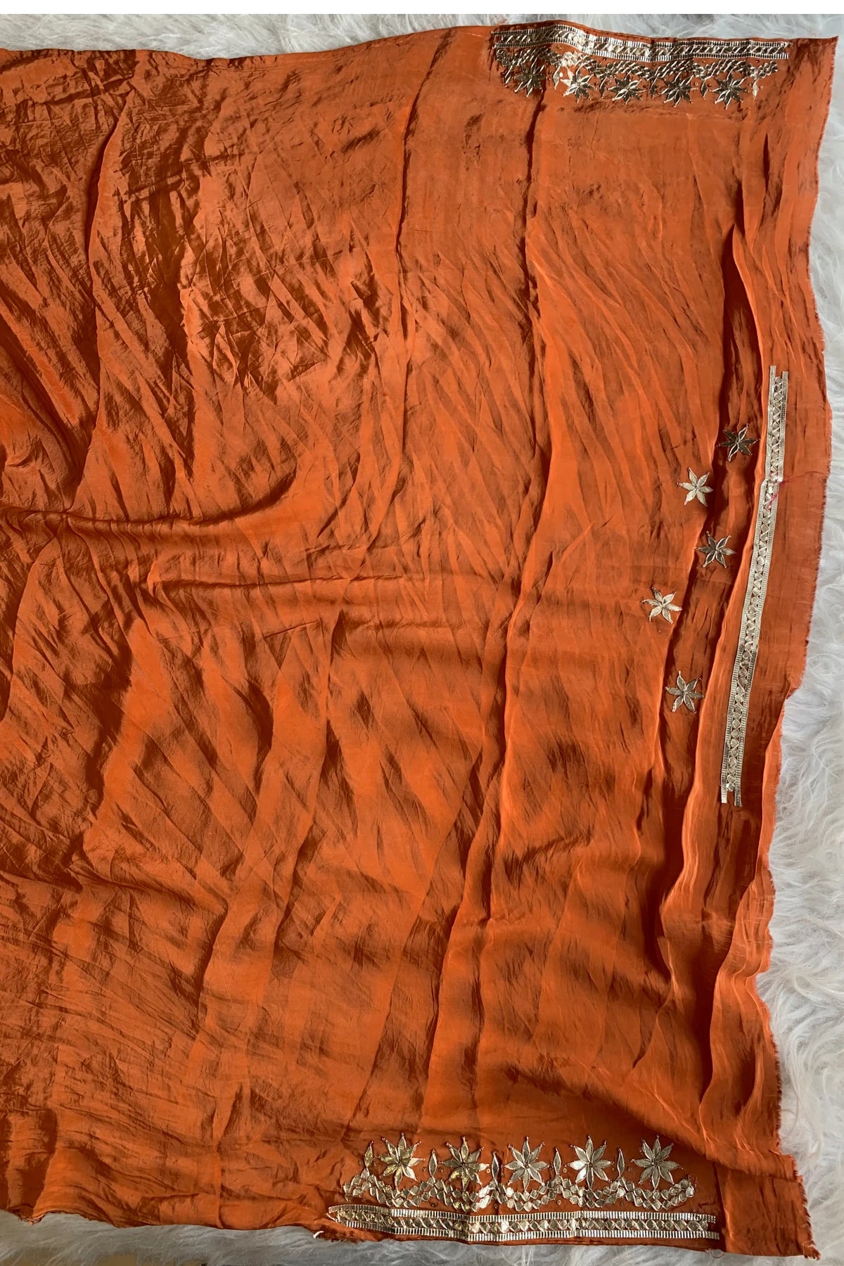 Orange Leheriya Russian Silk Saree 5825 05
