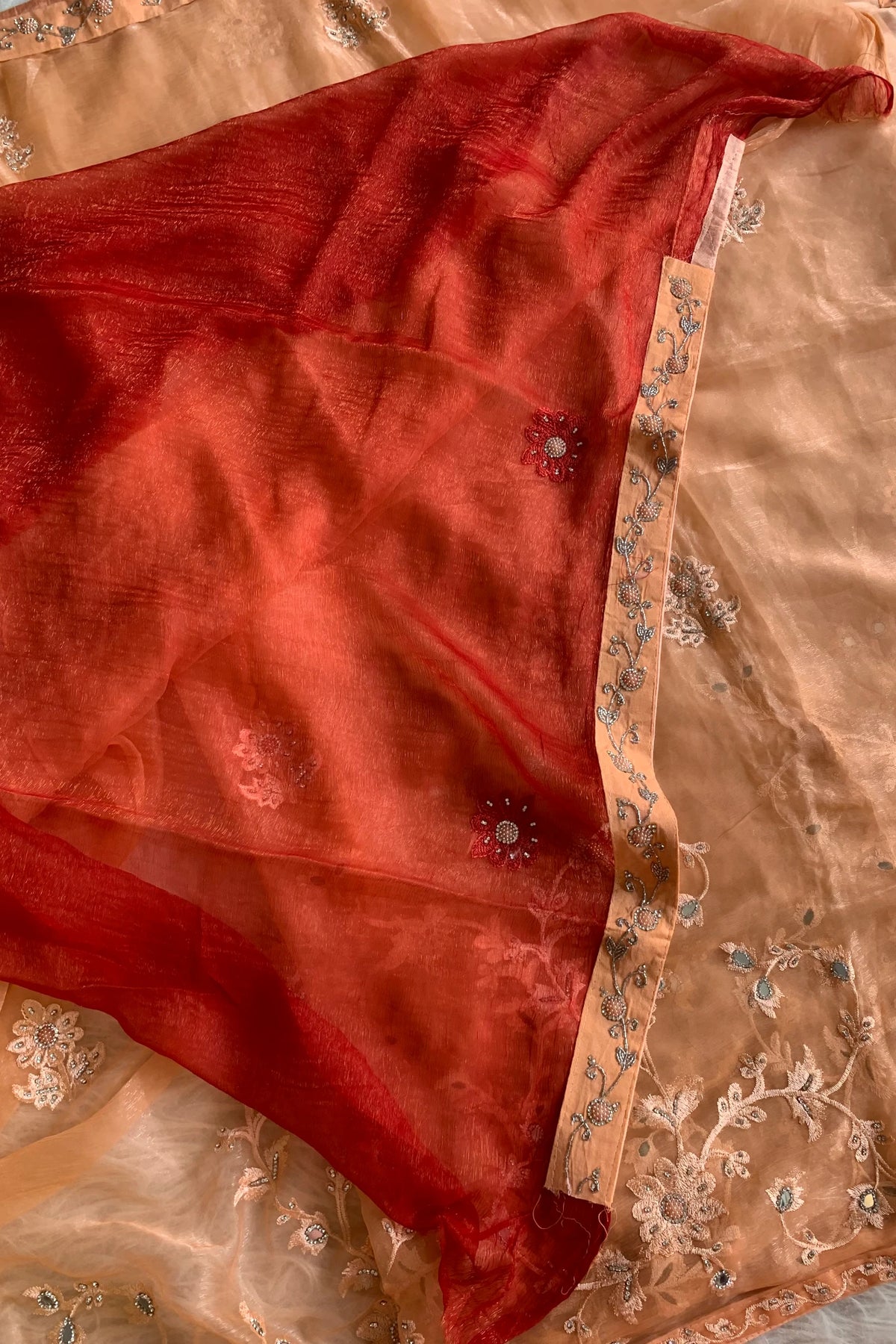Orange Chinnon Georgette Saree 4201 05