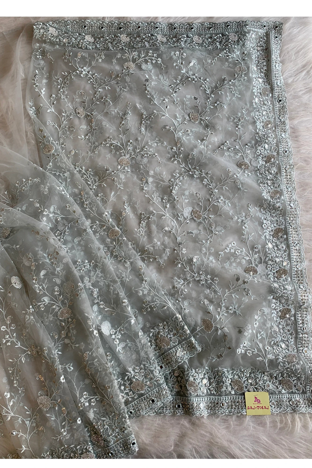 Sea Blue Net Saree 5292 15