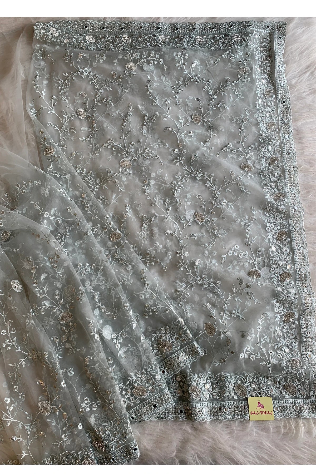 Sea Blue Net Saree 5292 15