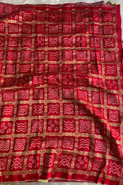 Red & Purple Bandhej Banarasi Saree 5214 06