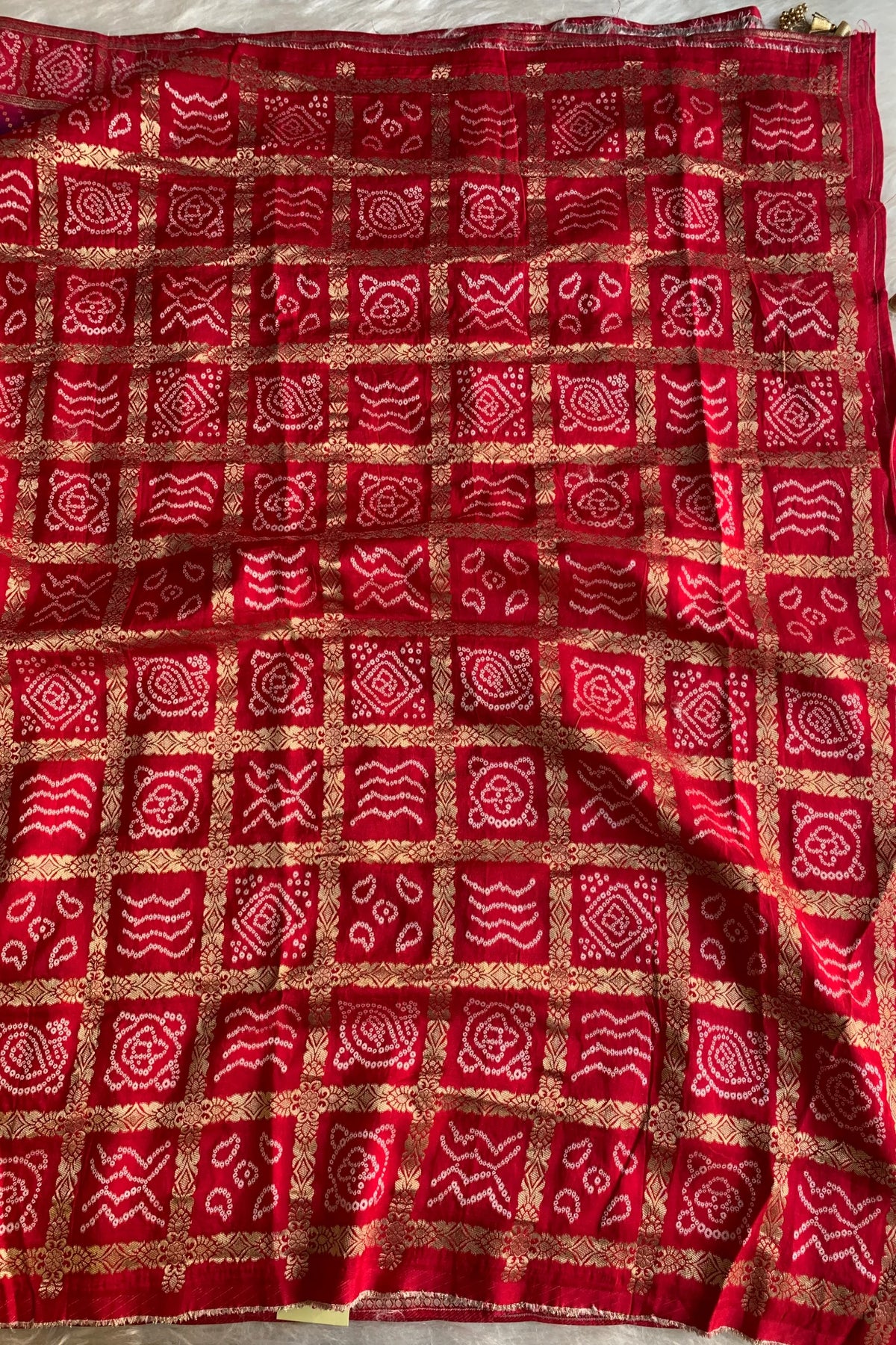 Red & Purple Bandhej Banarasi Saree 5214 06