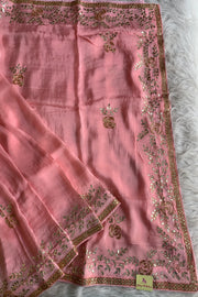 Baby Pink Habutai Silk Saree 5423 06