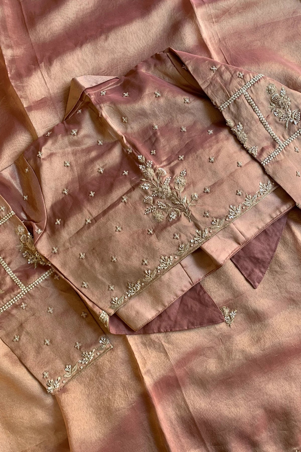 Brick Embellished Tissue Saree 5764 17