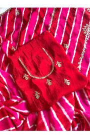 Pink jaal Leheriya Saree 5837 01 (PRE ORDER)