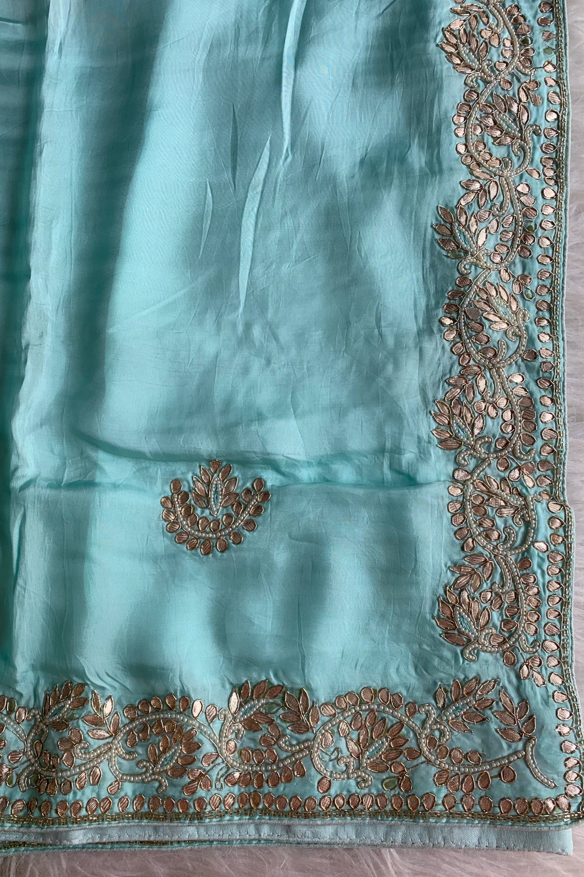 Ice Green Russian Silk Saree 5423 05