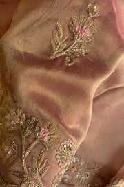 Onion Pink Embellished Tissue Saree 5664 05