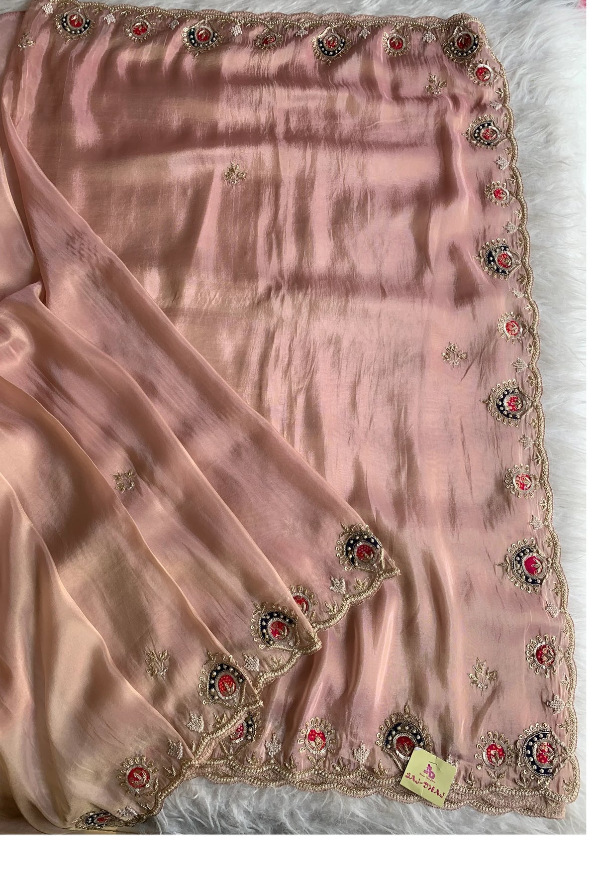 Peach Tissue Silk Saree 5142 02