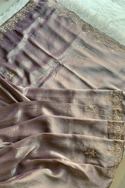 Lilac Aari Embellished Tissue Saree 5760 01