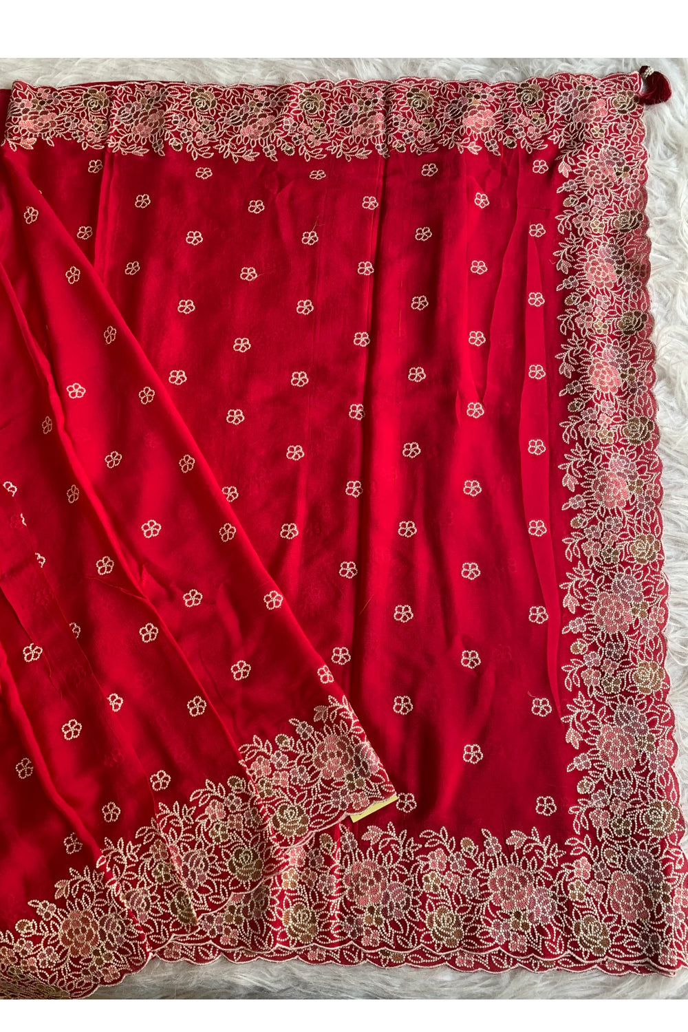 Red Chinnon Georgette Saree 5529 11