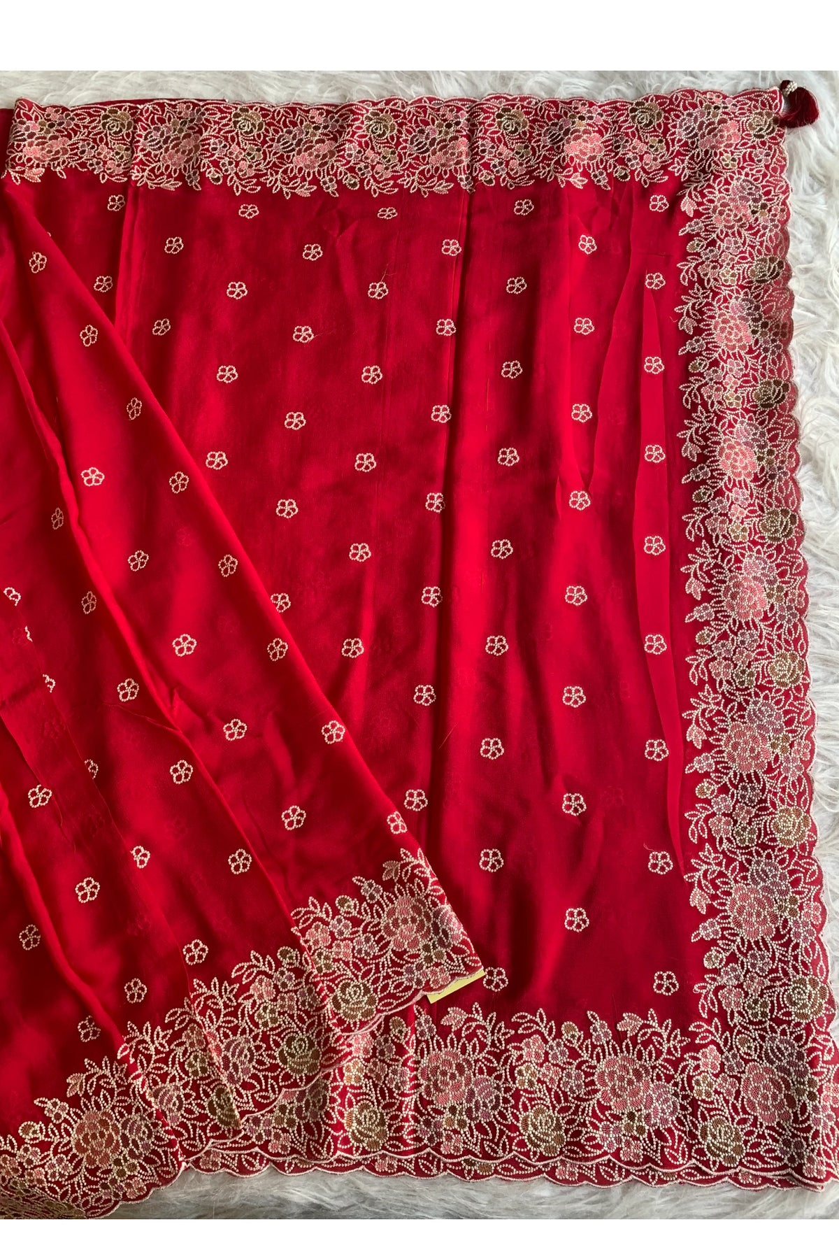Red Chinnon Georgette Saree 5529 11