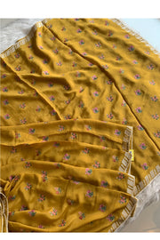 Mustard Yellow Chinnon Georgette Saree 5752 07