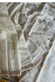 Off-White Khadi Cotton Saree with Gota Patti Embroidery 5470 03